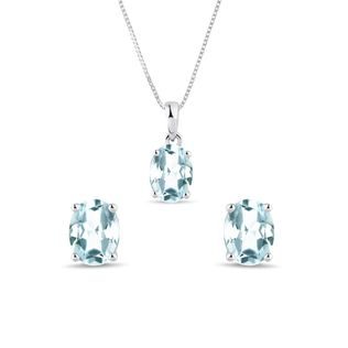 14K WHITE GOLD TOPAZ JEWELRY SET - GEMSTONE SETS - FINE JEWELRY