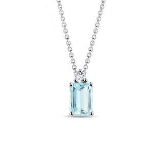 SKY TOPAZ AND DIAMOND WHITE GOLD NECKLACE - TOPAZ NECKLACES - NECKLACES