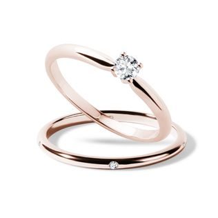 14K ROSE GOLD BRIDAL SET WITH DIAMONDS - ENGAGEMENT AND BRIDAL RING SETS - ENGAGEMENT RINGS