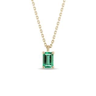 RECTABGLE EMERALD GOLD NECKLACE - EMERALD NECKLACES - NECKLACES