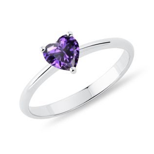 HEART-SHAPED AMETHYST RING IN WHITE GOLD - AMETHYST RINGS - RINGS