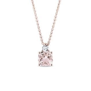 MORGANITE AND DIAMOND NECKLACE IN ROSE GOLD - MORGANITE NECKLACES - NECKLACES