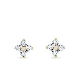 FOUR-LEAF CLOVER DIAMOND EARRINGS IN YELLOW GOLD - DIAMOND STUD EARRINGS - EARRINGS