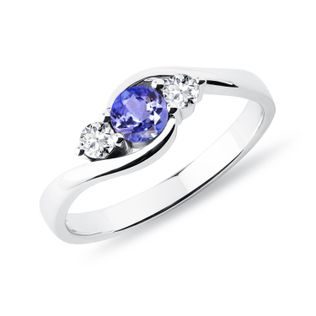 WHITE RING WITH TANZANITE AND DIAMONDS - TANZANITE RINGS - RINGS