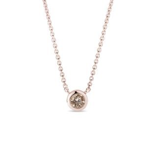 NECKLACE IN ROSE GOLD WITH CHAMPAGNE DIAMOND - DIAMOND NECKLACES - NECKLACES