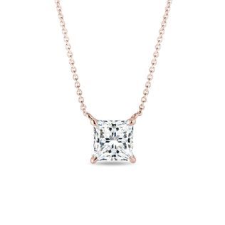LAB GROWN PRINCESS DIAMOND NECKLACE IN ROSE GOLD - DIAMOND NECKLACES - NECKLACES