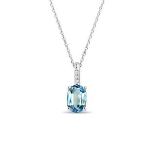 SWISS TOPAZ AND DIAMOND WHITE GOLD NECKLACE - TOPAZ NECKLACES - NECKLACES