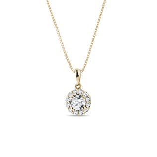 DIAMOND HALO NECKLACE IN YELLOW GOLD - DIAMOND NECKLACES - NECKLACES