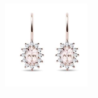 DIAMOND AND MORGANITE EARRINGS - MORGANITE EARRINGS - EARRINGS