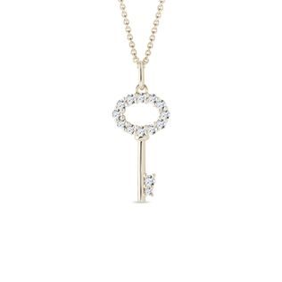 GOLD KEY PENDANT WITH DIAMONDS - DIAMOND NECKLACES - NECKLACES