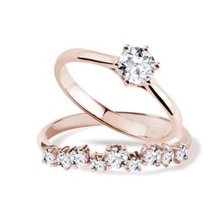 ORIGINAL ENGAGEMENT SET WITH DIAMONDS IN ROSE GOLD - ENGAGEMENT AND BRIDAL RING SETS - ENGAGEMENT RINGS