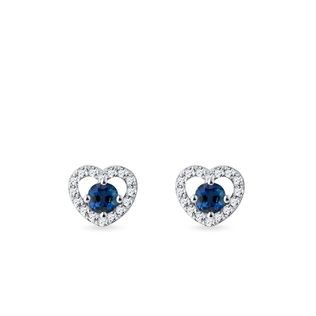 HEART EARRINGS WITH SAPPHIRES IN WHITE GOLD - SAPPHIRE EARRINGS - EARRINGS