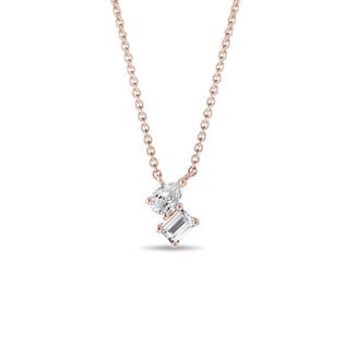 DIAMOND CLUSTER NECKLACE IN 14K ROSE GOLD - DIAMOND NECKLACES - NECKLACES