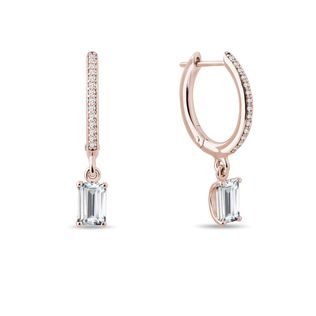 EMERALD CUT DIAMOND DROP EARRINGS IN ROSE GOLD - DIAMOND EARRINGS - EARRINGS