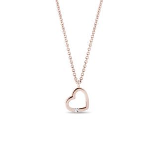 DIAMOND HEART PENDANT IN PINK GOLD - DIAMOND NECKLACES - NECKLACES