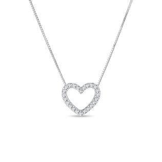 HEART-SHAPED DIAMOND NECKLACE IN WHITE GOLD - DIAMOND NECKLACES - NECKLACES