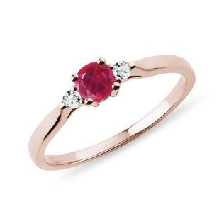RING IN ROSE GOLD WITH RUBY ​​AND BRILLIANTS - RUBY ENGAGEMENT RINGS - ENGAGEMENT RINGS