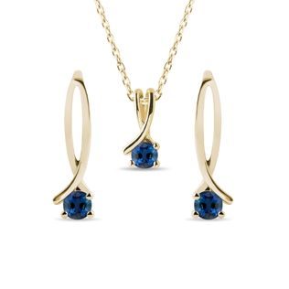 SAPPHIRE YELLOW GOLD RIBBON JEWELRY SET - GEMSTONE SETS - FINE JEWELRY