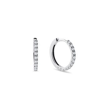WHITE GOLD HOOP EARRINGS WITH DIAMONDS - DIAMOND EARRINGS - EARRINGS