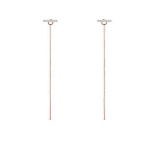 DIAMOND CHAIN BAR EARRINGS IN ROSE GOLD - DIAMOND EARRINGS - EARRINGS