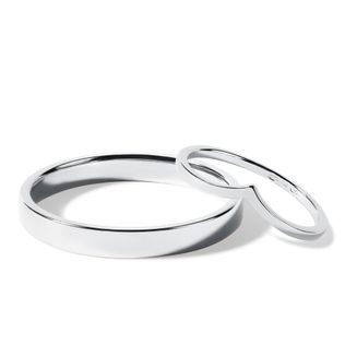 HIS AND HERS WHITE GOLD AND CHEVRON WEDDING RING SET - WHITE GOLD WEDDING SETS - WEDDING RINGS
