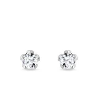 DIAMOND FLOWER WHITE GOLD EARRINGS - DIAMOND STUD EARRINGS - EARRINGS