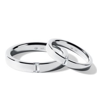 BAGUETTE DIAMOND WEDDING RING SET IN WHITE GOLD - WHITE GOLD WEDDING SETS - WEDDING RINGS