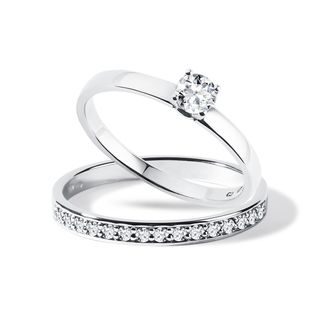 WEDDING RING SET IN WHITE GOLD - ENGAGEMENT AND BRIDAL RING SETS - ENGAGEMENT RINGS