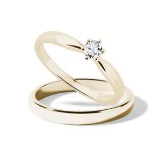 ENGAGEMENT AND WEDDING RING SET IN 14K YELLOW GOLD - ENGAGEMENT AND BRIDAL RING SETS - ENGAGEMENT RINGS