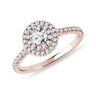 DOUBLE HALO DIAMOND RING IN ROSE GOLD - DIAMOND ENGAGEMENT RINGS - ENGAGEMENT RINGS