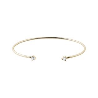 PEVNÝ NÁRAMEK ZE ŽLUTÉHO ZLATA S DVĚMA BRILIANTY - FLEXI NÁRAMKY - NÁRAMKY