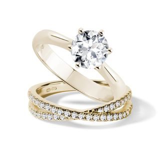 EXCEPTIONAL 1CT DIAMOND ENGAGEMENT SET IN YELLOW GOLD - ENGAGEMENT AND BRIDAL RING SETS - ENGAGEMENT RINGS