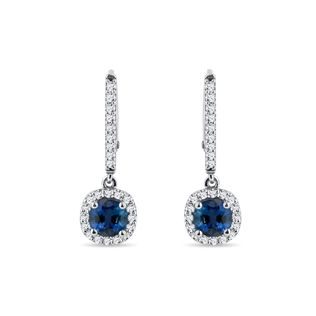 BRILLIANT EARRINGS WITH SAPPHIRES IN WHITE GOLD - SAPPHIRE EARRINGS - EARRINGS