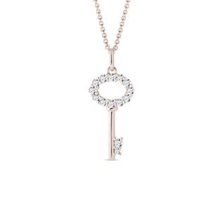 ROSE GOLD KEY PENDANT WITH DIAMONDS - DIAMOND NECKLACES - NECKLACES