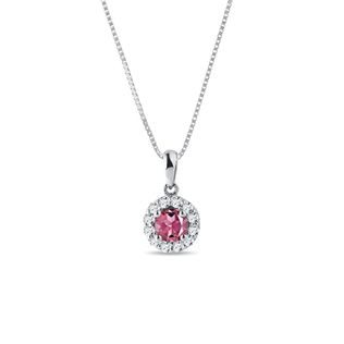 TOURMALINE AND DIAMOND PENDANT IN WHITE GOLD - TOURMALINE NECKLACES - NECKLACES