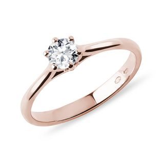 ROSE GOLD RING ADORNED WITH A BRILLIANT DIAMOND - BRILLIANT CUT DIAMOND ENGAGEMENT RINGS - ENGAGEMENT RINGS