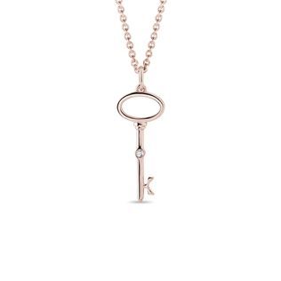 DIAMOND KEY PENDANT IN ROSE GOLD - DIAMOND NECKLACES - NECKLACES