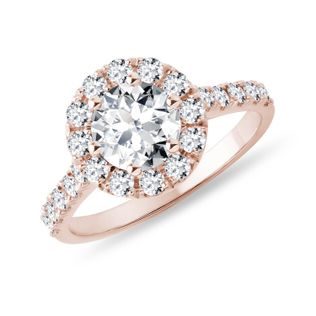DIAMOND HALO RING IN 14K ROSE GOLD - RINGS WITH LAB-GROWN DIAMONDS - ENGAGEMENT RINGS