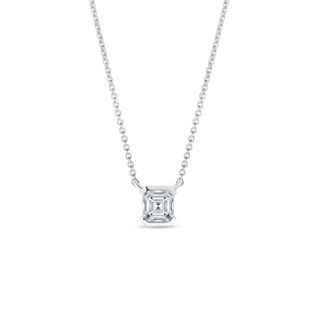 ASSCHER DIAMOND NECKLACE IN WHITE GOLD - DIAMOND NECKLACES - NECKLACES