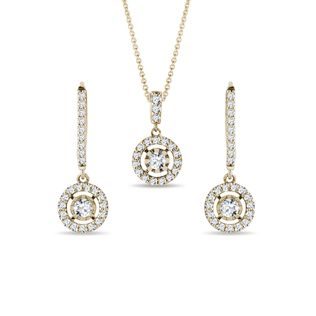 LUX DIAMOND EARRING AND NECKLACE SET IN YELLOW GOLD - DIAMOND SETS - FINE JEWELRY