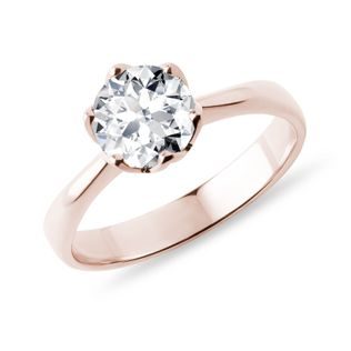 ZÁSNUBNÍ PRSTEN FLOWER Z RŮŽOVÉHO 14K ZLATA S 1CT DIAMANTEM - ZÁSNUBNÍ PRSTENY S BRILIANTEM - ZÁSNUBNÍ PRSTENY