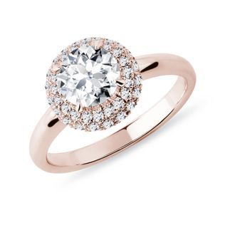 LUX DIAMOND HALO STATEMENT RING IN 14K ROSE GOLD - RINGS WITH LAB-GROWN DIAMONDS - ENGAGEMENT RINGS
