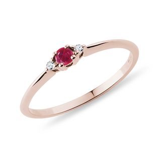 DELICATE RUBY ​​AND DIAMOND RING IN ROSE GOLD - RUBY ENGAGEMENT RINGS - ENGAGEMENT RINGS
