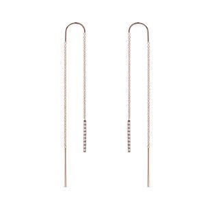 DIAMOND BAR THREADER EARRINGS IN ROSE GOLD - DIAMOND EARRINGS - EARRINGS