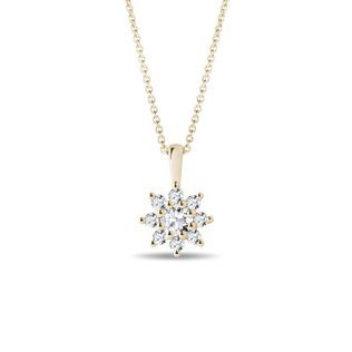DIAMOND FLOWER YELLOW GOLD NECKLACE - DIAMOND NECKLACES - NECKLACES