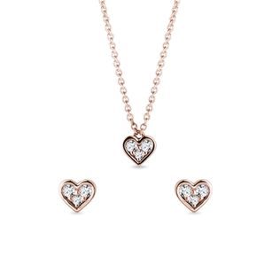 DIAMOND HEART JEWELRY SET IN ROSE GOLD - DIAMOND SETS - FINE JEWELRY