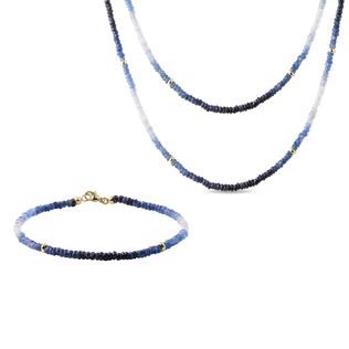 BOHO SAPPHIRE JEWELRY SET IN YELLOW GOLD - GEMSTONE SETS - FINE JEWELRY