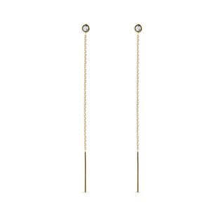 LONG DIAMOND DANGLE EARRINGS IN YELLOW GOLD - DIAMOND EARRINGS - EARRINGS