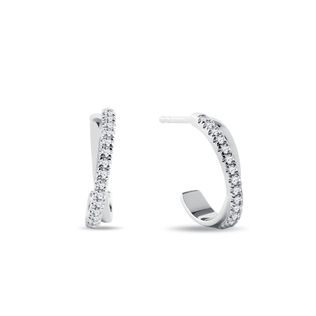 ELEGANT DIAMOND J HOOP EARRINGS IN WHITE GOLD - DIAMOND EARRINGS - EARRINGS