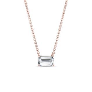 EMERALD CUT LAB GROWN DIAMOND NECKLACE IN ROSE GOLD - DIAMOND NECKLACES - NECKLACES
